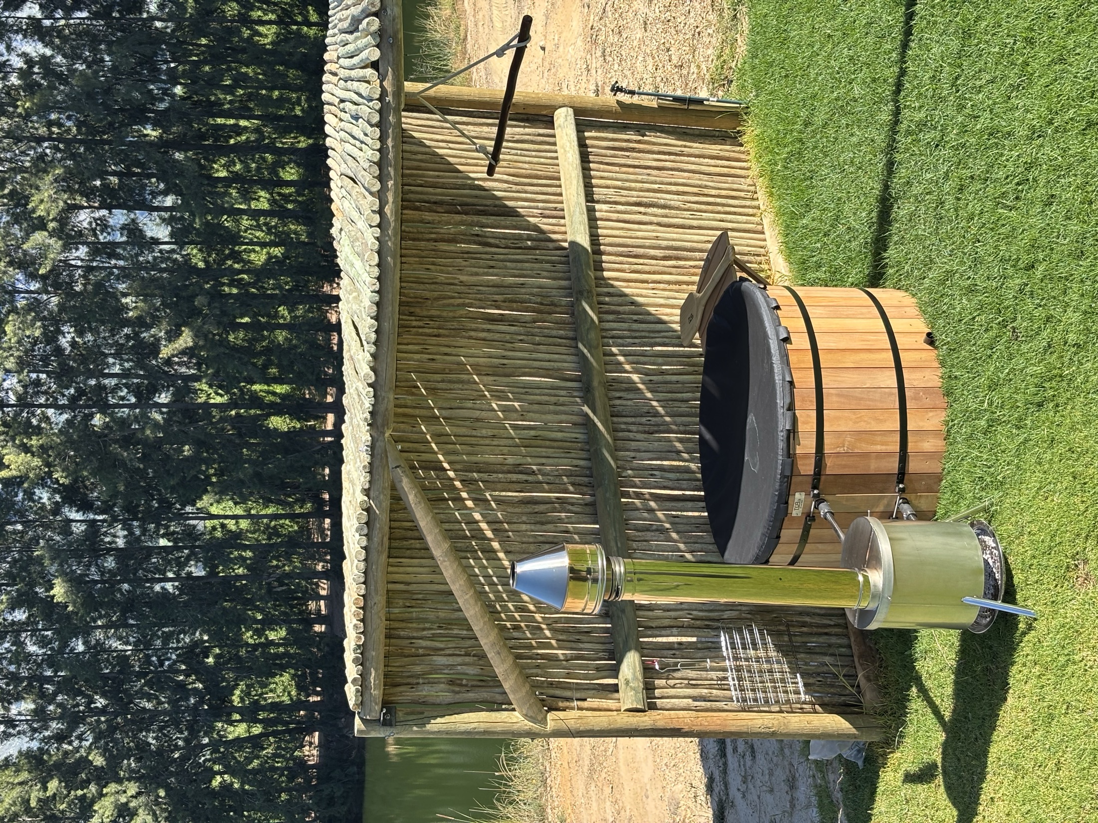 Wood-fired hot tub ready for guests at Werda Cabin